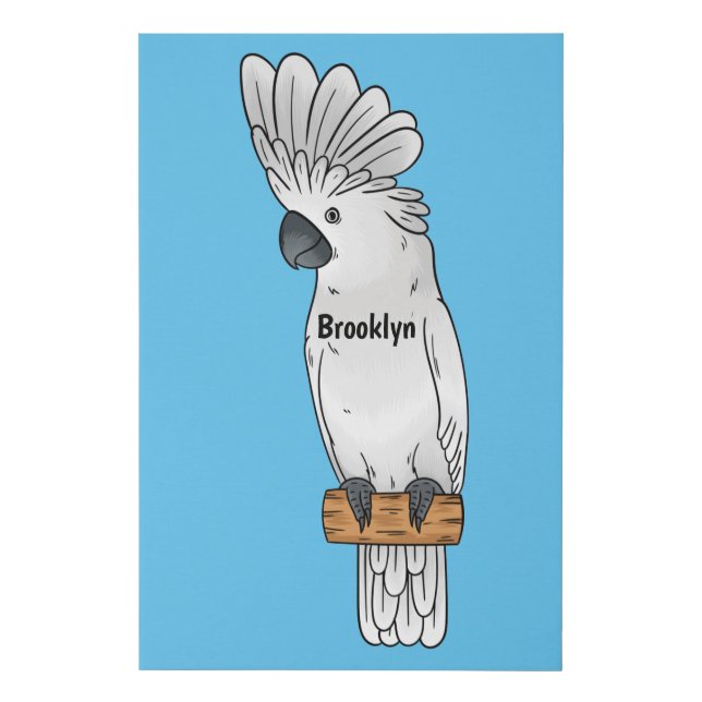 Umbrella cockatoo bird cartoon illustration faux canvas print (Front)