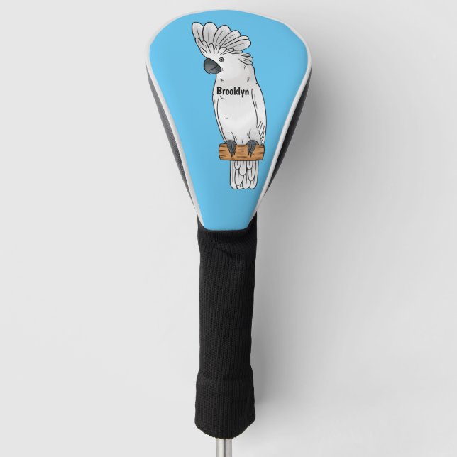 Umbrella cockatoo bird cartoon illustration  golf head cover (Front)