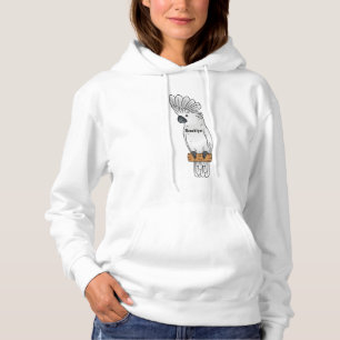 Umbrella cockatoo bird cartoon illustration hoodie