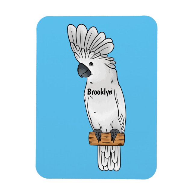 Umbrella cockatoo bird cartoon illustration  magnet (Vertical)