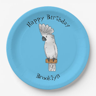 Umbrella cockatoo bird cartoon illustration paper plates