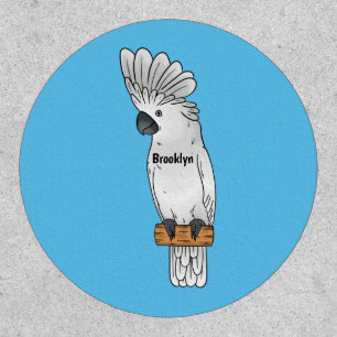 Umbrella cockatoo bird cartoon illustration patch