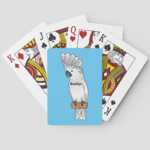 Umbrella cockatoo bird cartoon illustration poker cards