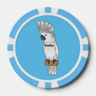 Umbrella cockatoo bird cartoon illustration poker chips