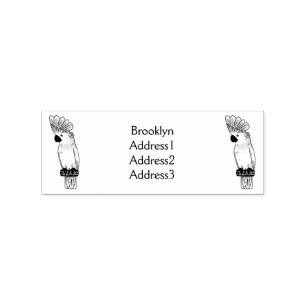 Umbrella cockatoo bird cartoon illustration  rubber stamp