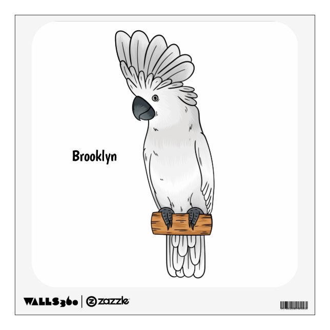 Umbrella cockatoo bird cartoon illustration wall decal (Front)