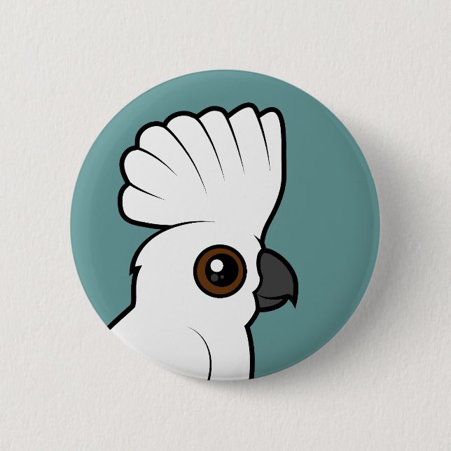 Umbrella Cockatoo (raised) Pinback Button (Front)