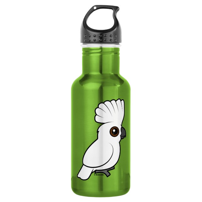 Umbrella Cockatoo (raised) Water Bottle (Front)