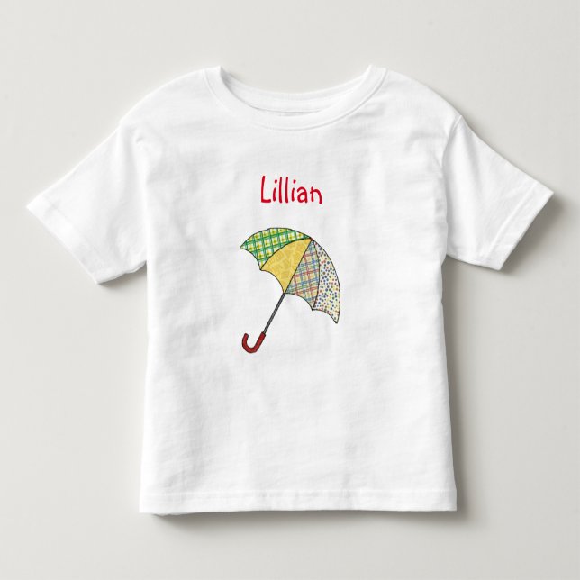 Umbrella Custom Name Toddler Dress Toddler T-shirt (Front)