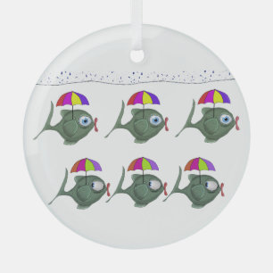Umbrella Fish Glass Ornament