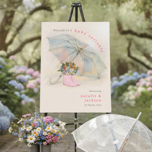 Umbrella Floral Pink Boots Baby Sprinkle Welcome Foam Board