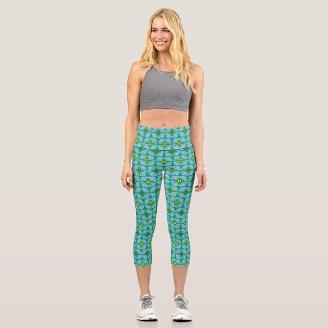 Umbrella Flowers High Waisted Capris (Front)