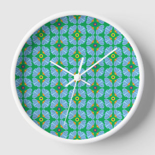 Umbrella Flowers Wood Framed Clock