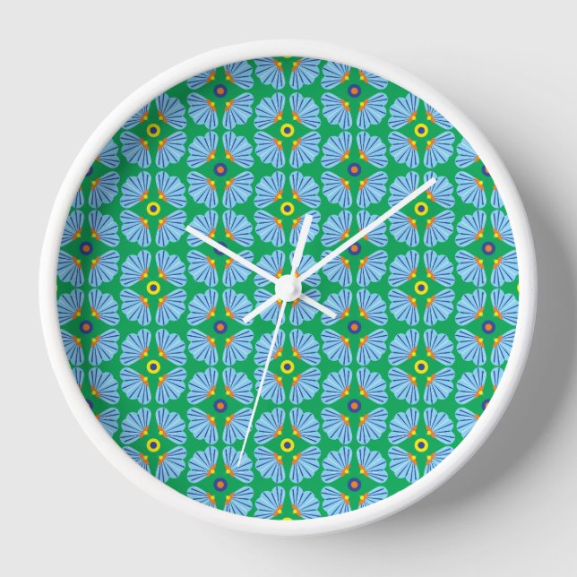Umbrella Flowers Wood Framed Clock (Front)
