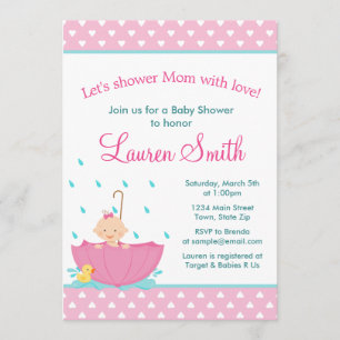 Umbrella Girl Baby Shower Invitation Card