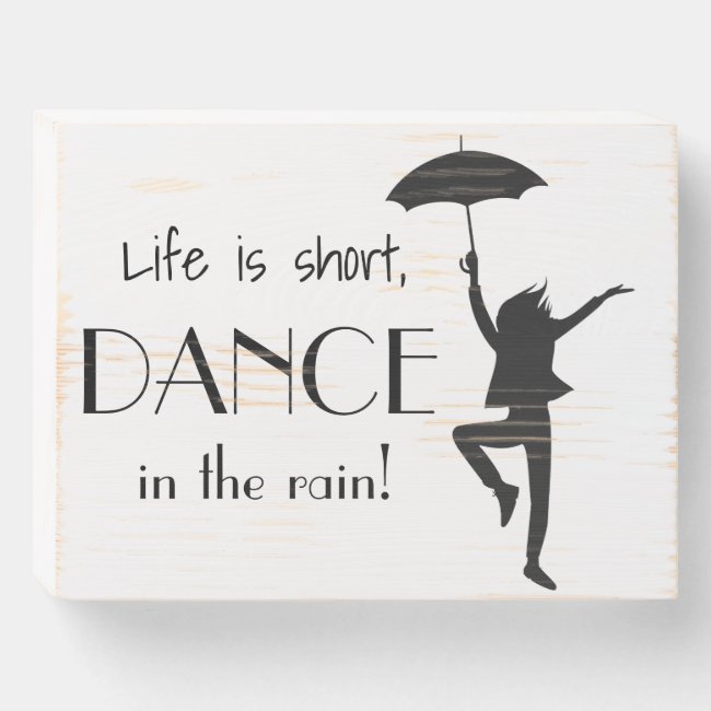 Umbrella Girl Dance in the Rain Wooden Box Sign
