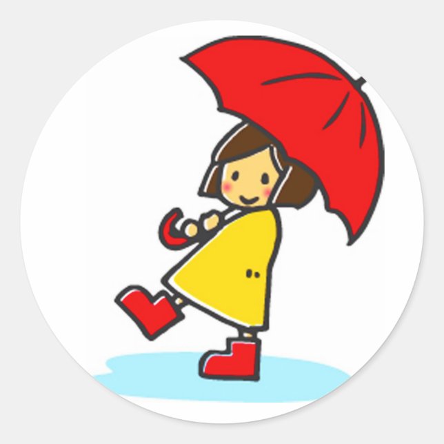 Umbrella Girl Round Stickers (Front)