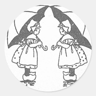 Umbrella Girls 2 Classic Round Sticker