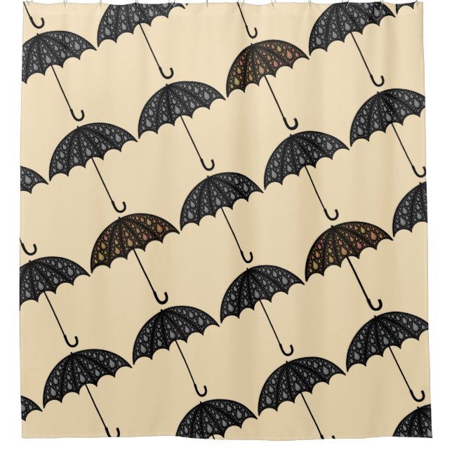 Umbrella Golden Gray Stylistic Shower Curtain (Front)