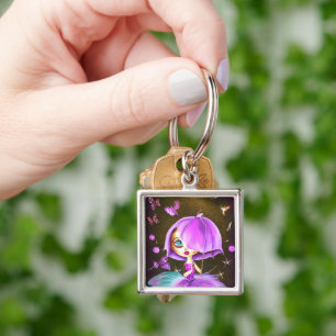Umbrella Hair Doll Keychain