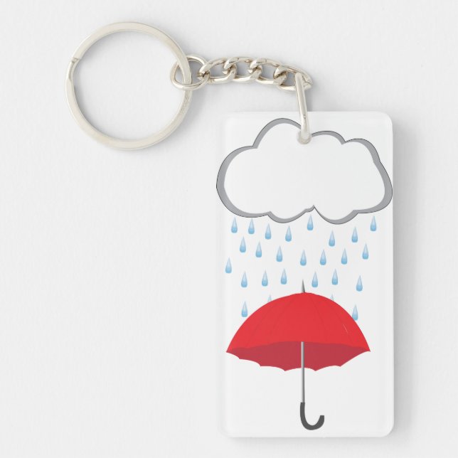 Umbrella in Rain Keychain (Front)