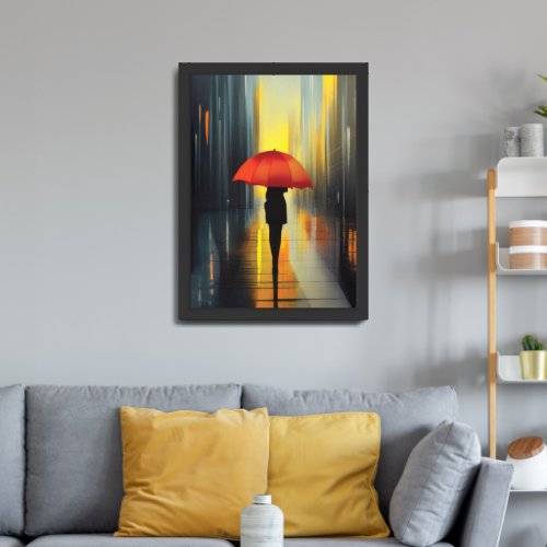 Umbrella in Red Poster