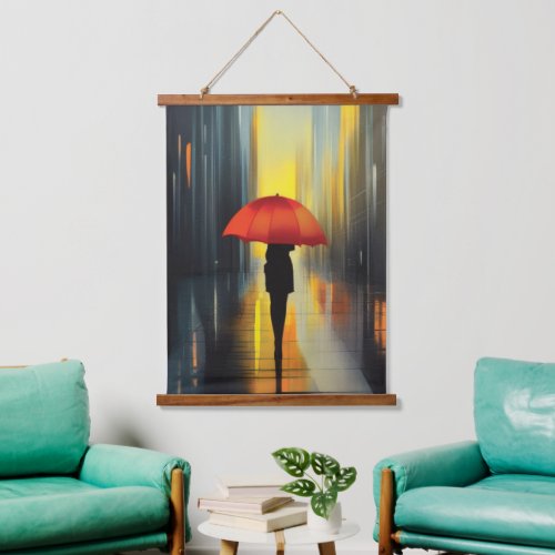 Umbrella in Red Wall Tapestry