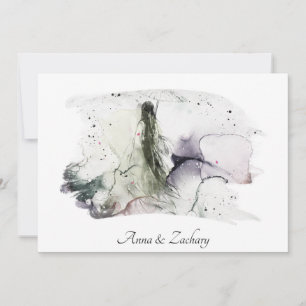 *~* Umbrella Japan Woman RSVP QR AR27 Wedding Invitation