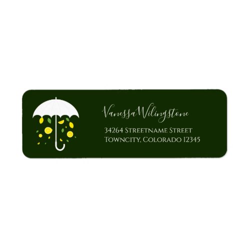 Umbrella Lemons Green Name Return Address Label