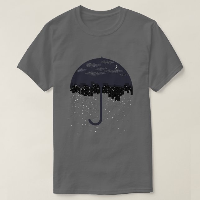 Umbrella Lights Rain Art T-Shirt (Design Front)