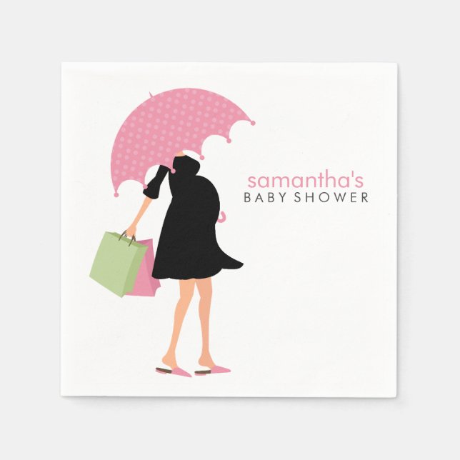 Umbrella Mommy Baby Shower {pink} Napkins (Front)