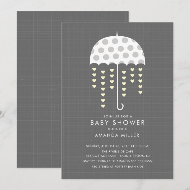 Umbrella Neutral Baby Shower Invitation (Front/Back)