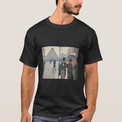 Umbrella Paris Street Rainy Day By Gustave Caille T_Shirt