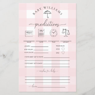 Umbrella Pink Gingham Baby Predictions Game
