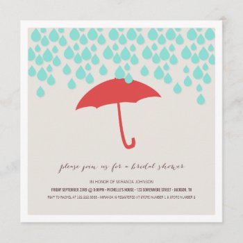 Umbrella & Rain Drops Bridal Shower Invitations by AllyJCat at Zazzle