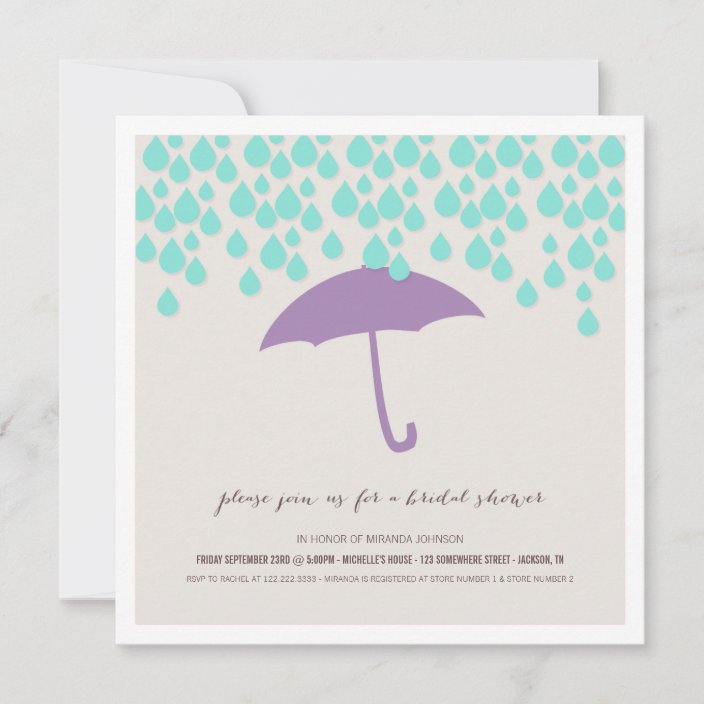 Umbrella & Rain Drops Bridal Shower Invitations