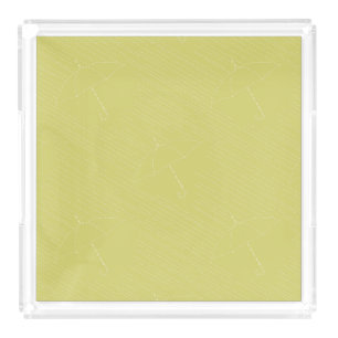Umbrella Rain Faux Embroidery Stitches Yellow Acrylic Tray