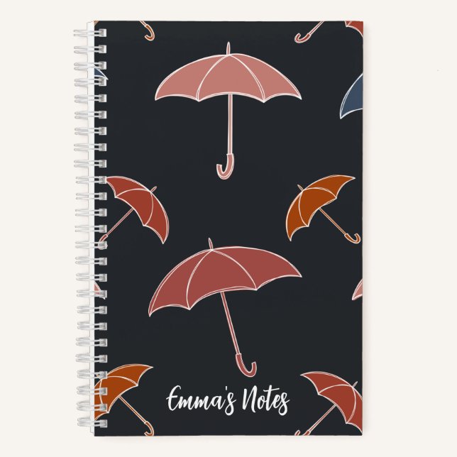 Umbrella spiral notebook | cute autumn notebook (Front)