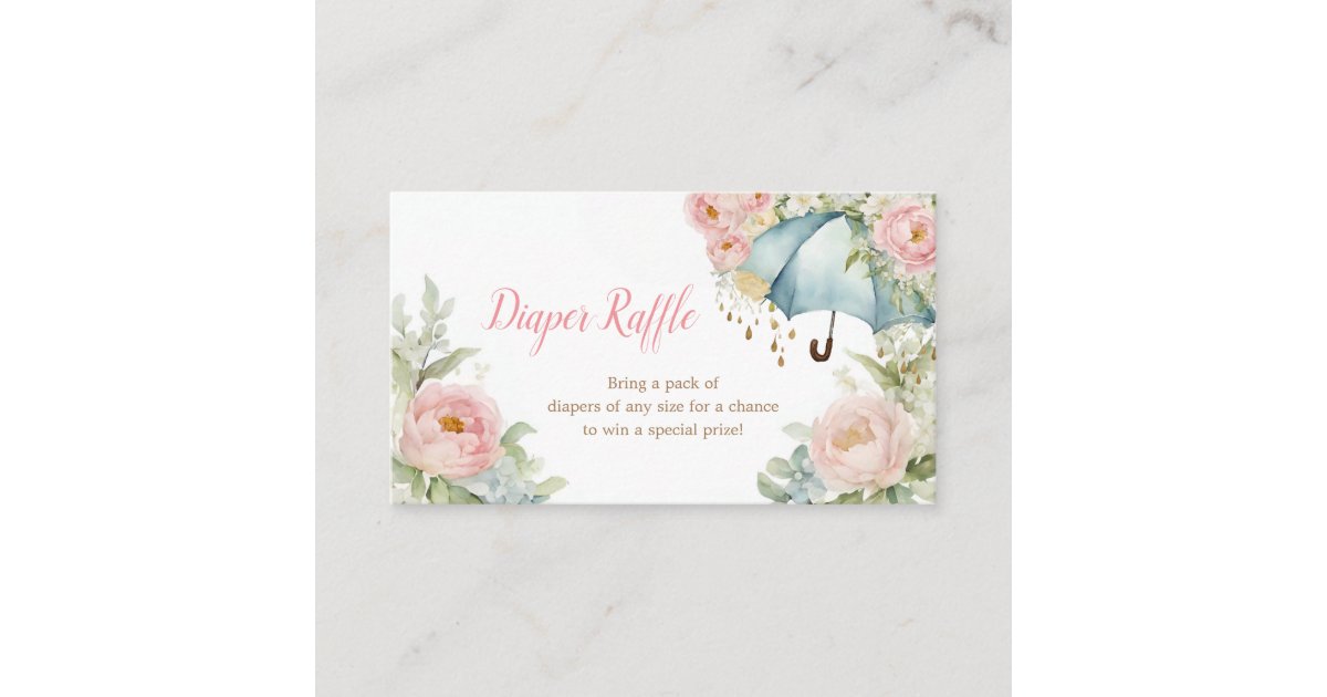 Umbrella Raffle Umbrella Spring Diaper Raffle Insert Card | Zazzle