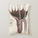 Umbrella Squid, Vintage Marine Life Animals Accent Pillow