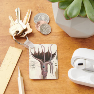Umbrella Squid, Vintage Marine Life Animals Keychain