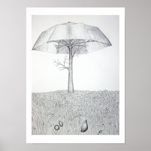 Umbrella Tree B&W Poster (Front)