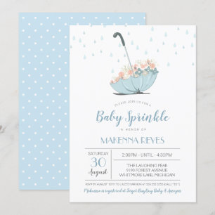 Umbrella with Flowers Gender Neutral Baby Sprinkle Invitation