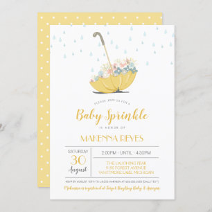 Umbrella with Flowers Gender Neutral Baby Sprinkle Invitation