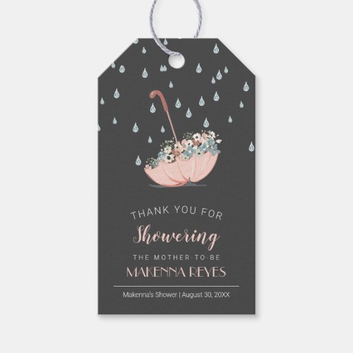 Umbrella with Flowers Girl Baby Shower Favor Gift Tags