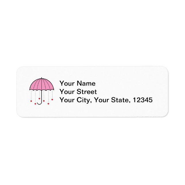 Umbrella with Hearts (Pink) Label (Front)