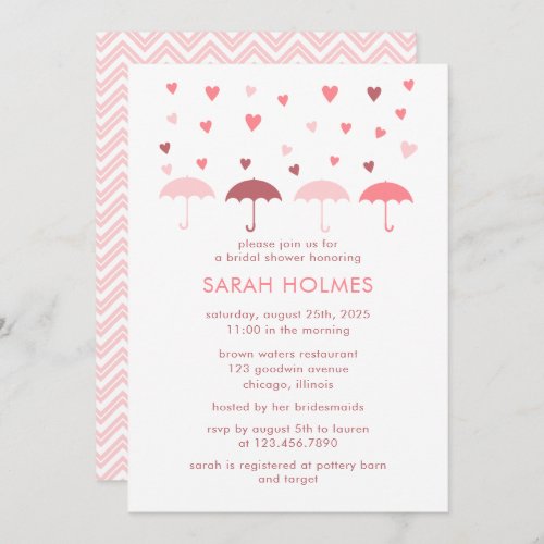 Umbrellas and Hearts Bridal Shower Invitation