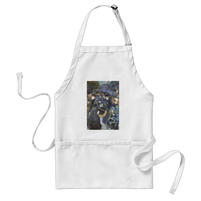 Umbrellas by Pierre Renoir, Vintage Impressionism Adult Apron (Front)