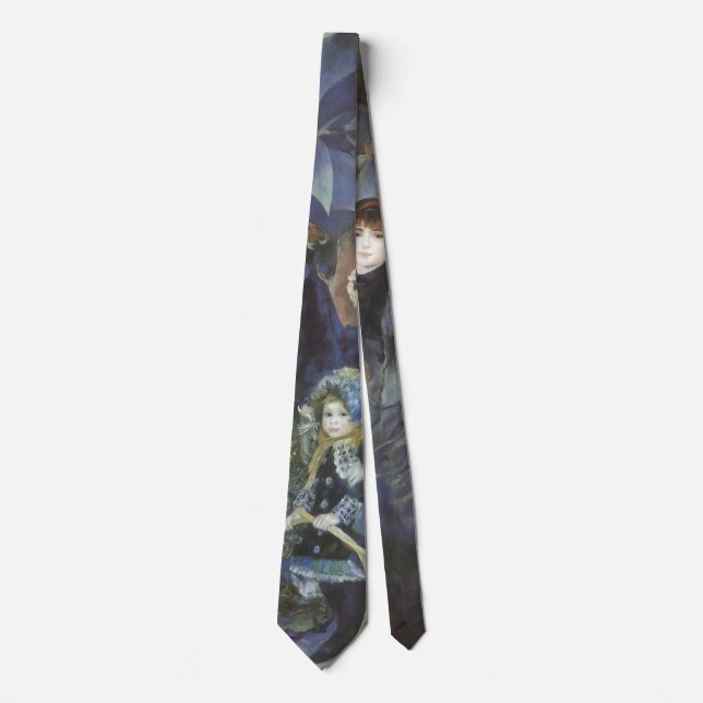 Umbrellas by Pierre Renoir, Vintage Impressionism Neck Tie (Front)
