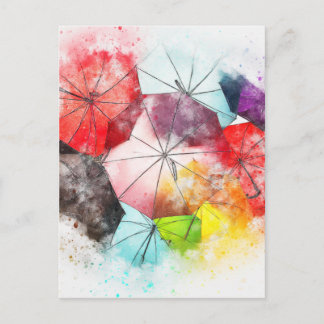 Umbrellas Colorful Abstract Postcard